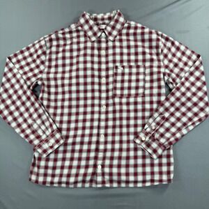Abercrombie Kids Plaid Button Up Shirt Boys 15/16 Red‎ White Cotton